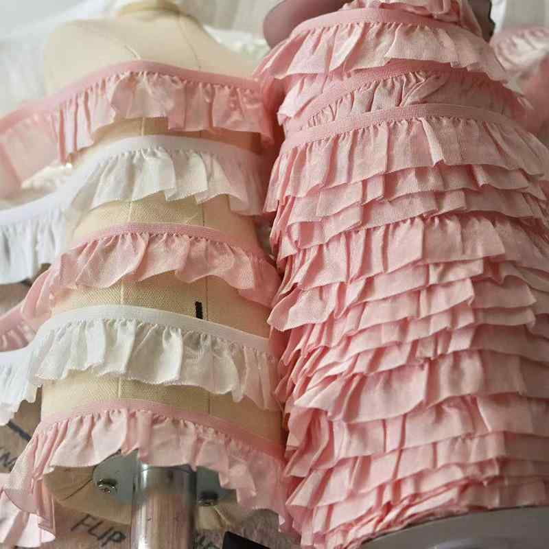 樂天商城 - ヘアアクセサリー 弾力 木耳 花辺 織帯 DIY 領口 服装 家紡 松緊 輔料 かわいい 伸縮性 手作り アクセ ヘアゴム 布地 フリル リボン クラフト 縫製 アクセント 柔軟 日常使い 軽量 綿混 ピンク系 アイボリー ブラック