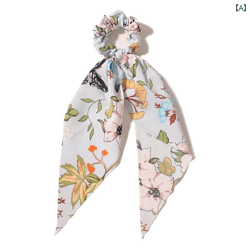 樂天商城 - ヘアゴム 弾力 伸縮性 熱帯大花 プリント リボン デザイン 皮筋 発圈 頭飾 三角巾 百搭 ヘアバンド かわいい アクセサリー 普段使い カラフル 柄 女性用 軽量 ヘアアクセサリー