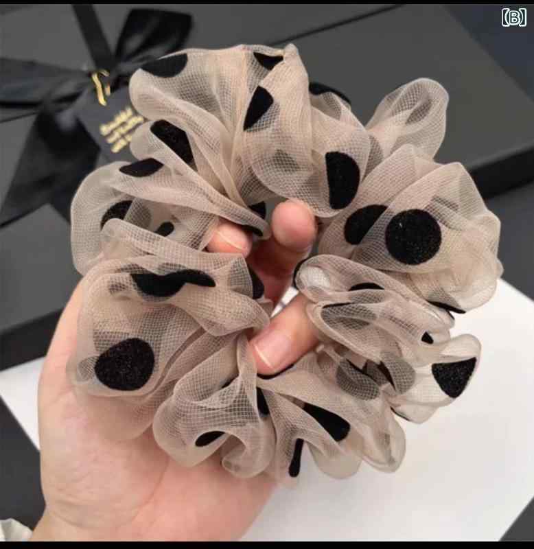 ヘアアクセサリー 女性用 韓国風 レトロ 網目 ポインテッド 大型 ポルカドット 高...