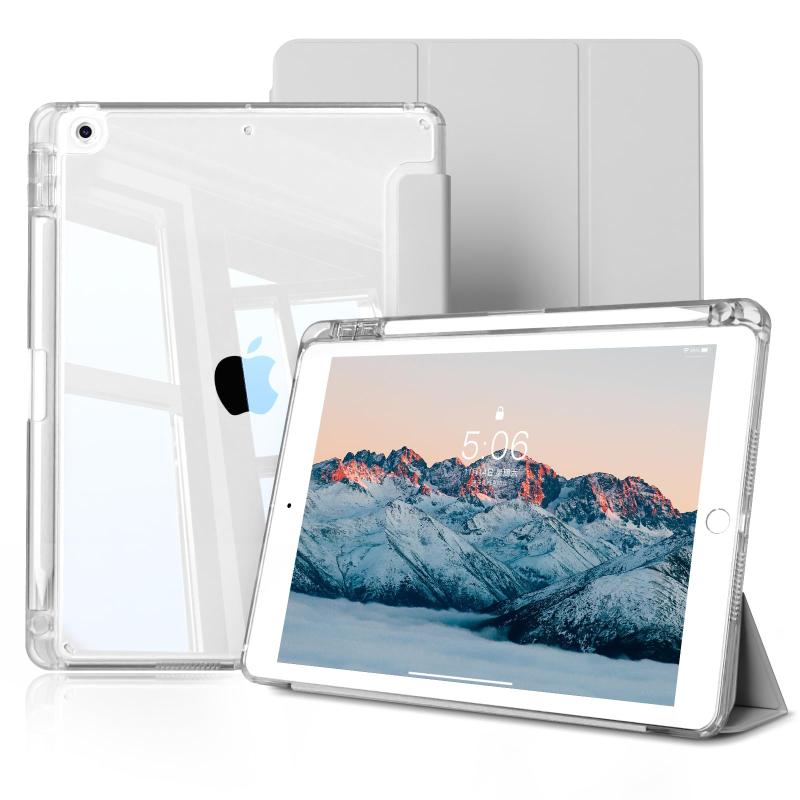 KTGGHG ipad ケース 10.2 インチ 第9/8/7世代 2021 2020 2019 透明バックカバー ペン収納 三つ折スタンド lc-14210