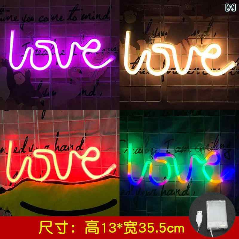 かわいい LED ネオンライト 星 モチーフ ラブ 文字 光る 部屋 飾り 寝室 インテリ...
