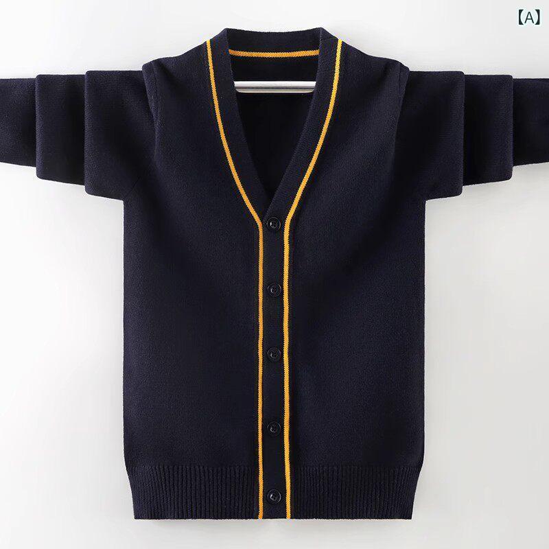 カーディガン 男の子 学校服風 綿100% ニットセーター 子供用 アウター 学院スタイ...