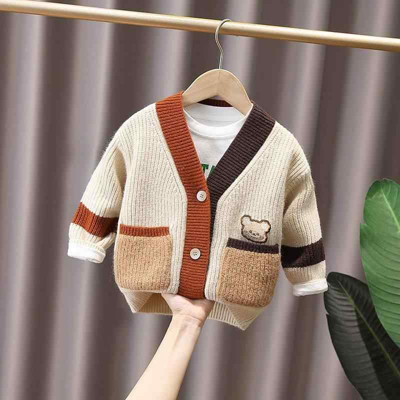 Cardigans - キッズ ニット カーディガン 厚手 セーター 春秋 ベビー アウター 幼児用 暖か 普段使い 柔らかい 綿混 長袖 スタイリッシュ
