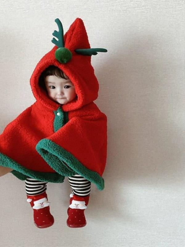 Baby Capes - ケープ ベビー キッズ 秋冬 クリスマス フード付き 厚手 暖か 男女兼用 外出着 赤ちゃん用 幼児用 ユニセックス かわいい 保暖 アウター