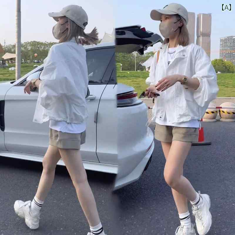 ベネフィメントショップのレディース 夏用 防晒ジャケット 薄手 防風 上着 ショート丈 小柄対応 軽量 UVカット 通気性 吸湿速乾 アウトドア 普段使い 伸縮性 接触冷感｜アングル2