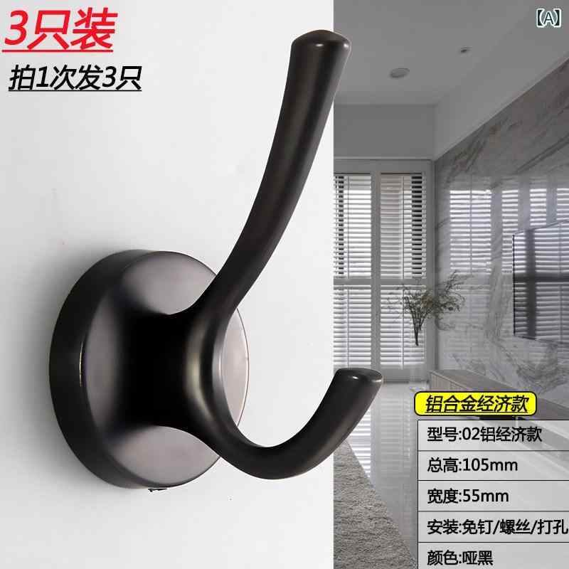 壁掛け フック 北欧 ブラック 単品 衣類掛け ワードローブ用 靴棚用 玄関用 穴あき...