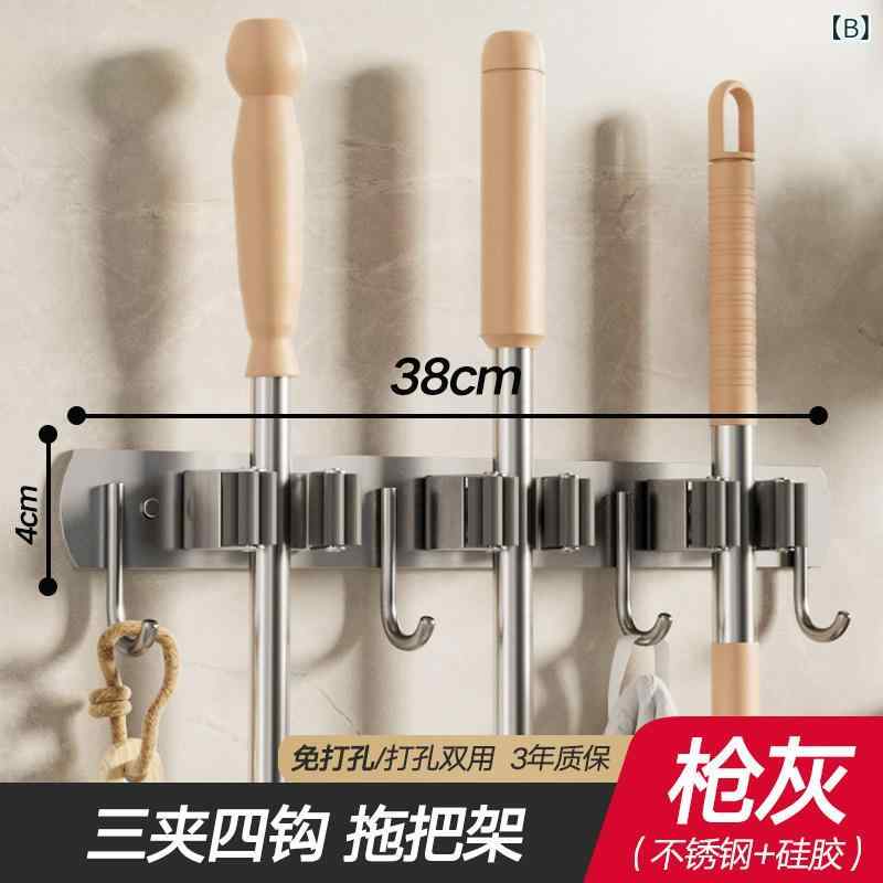 浴室用 壁掛け 収納ラック 吸盤式 強力フック モップホルダー ほうきハンガー 掃除道具整理 穴開け不要 耐久性 簡単取り付け 3