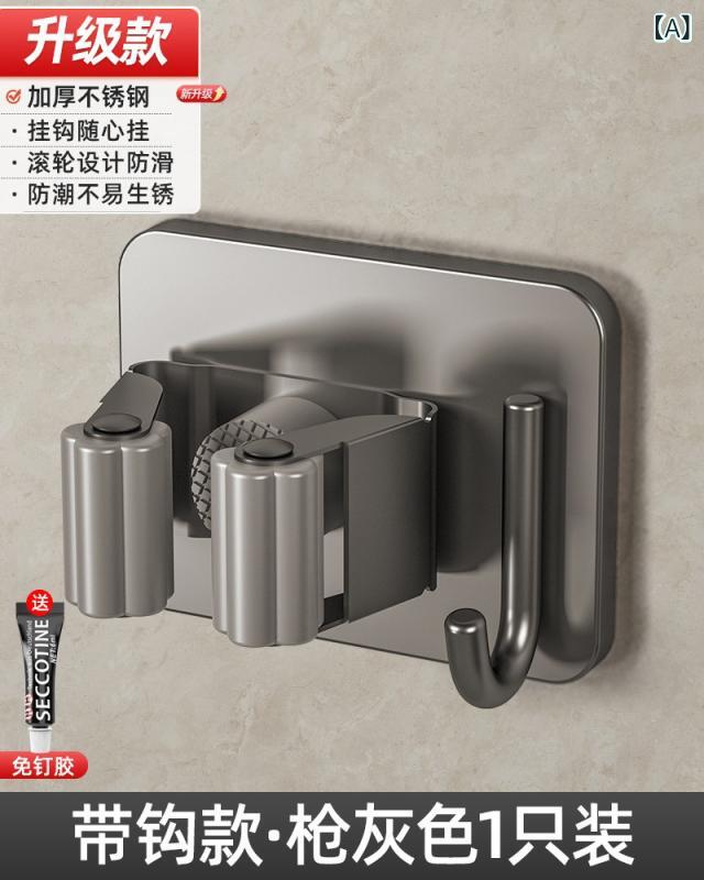 浴室 収納 壁掛け フック 穴あき不要 強力粘着 耐荷重 無痕 モップ 掛け 掃除道具 キッチン 粘着式 剥がせる コンパクト