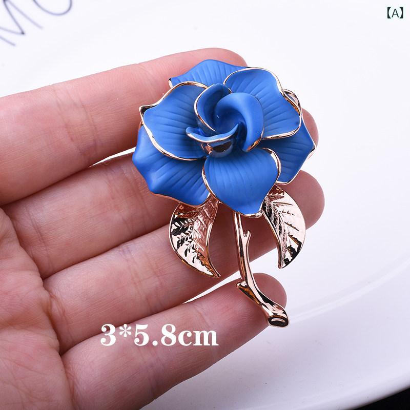 ベネフィメントショップのブローチ 女性用 ジャスミン花 モチーフ 胸花 高級感 コート 用 別針 ピン アクセサリー 花柄 飾り ファッション アイテム｜アングル2