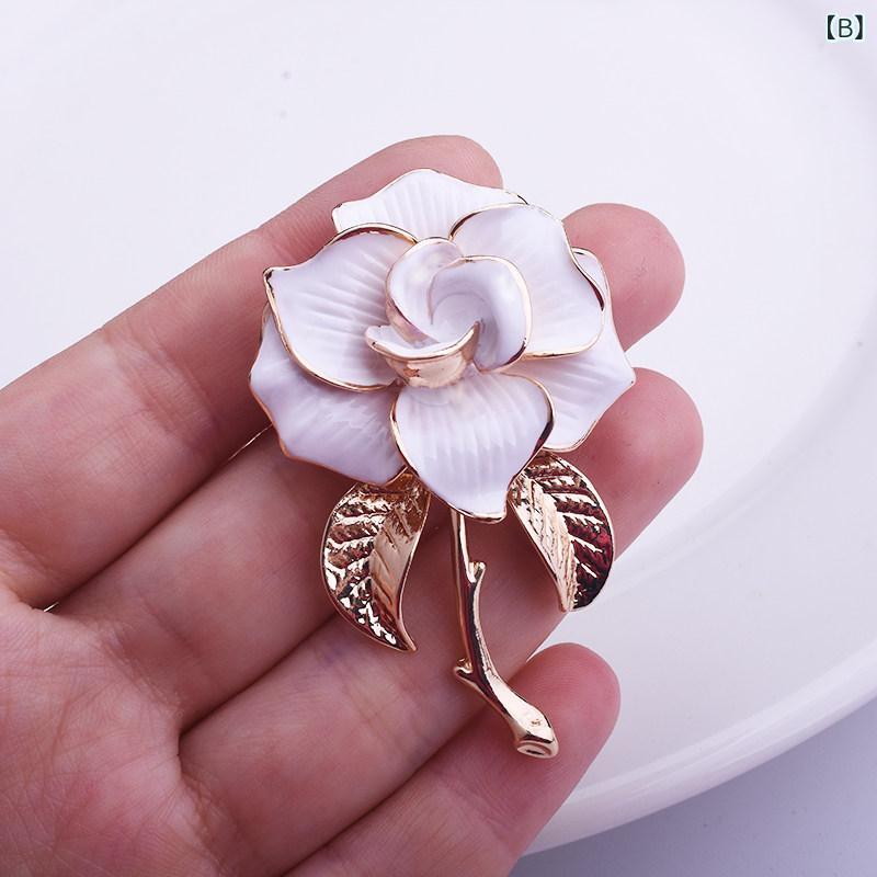 ベネフィメントショップのブローチ 女性用 ジャスミン花 モチーフ 胸花 高級感 コート 用 別針 ピン アクセサリー 花柄 飾り ファッション アイテム｜アングル3