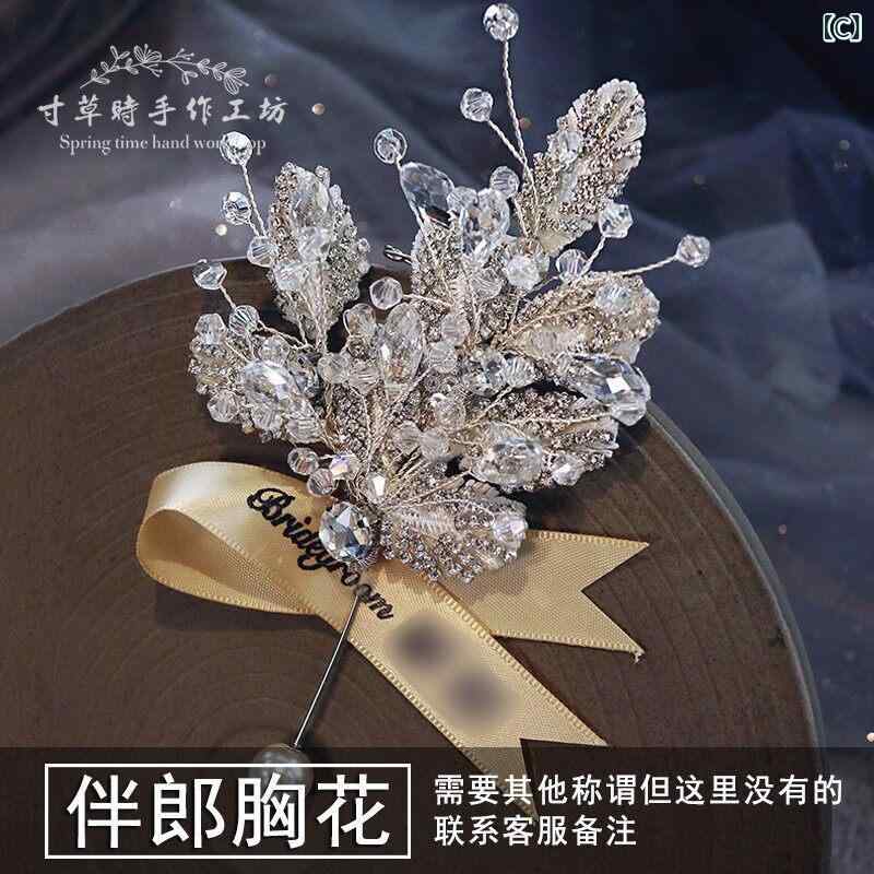 ベネフィメントショップの結婚式 ブローチ レース ジルコニア コサージュ 胸花 手首花 高級感 新郎新婦 伴郎伴娘 ウェディング パーティー アクセサリー 華やか 装飾｜アングル3