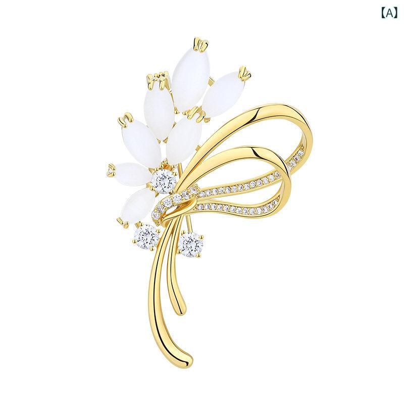 ベネフィメントショップのブローチ レディース 高級感 精致 植物モチーフ 個性 胸花 ピン ファッションアクセサリー かわいい｜アングル2