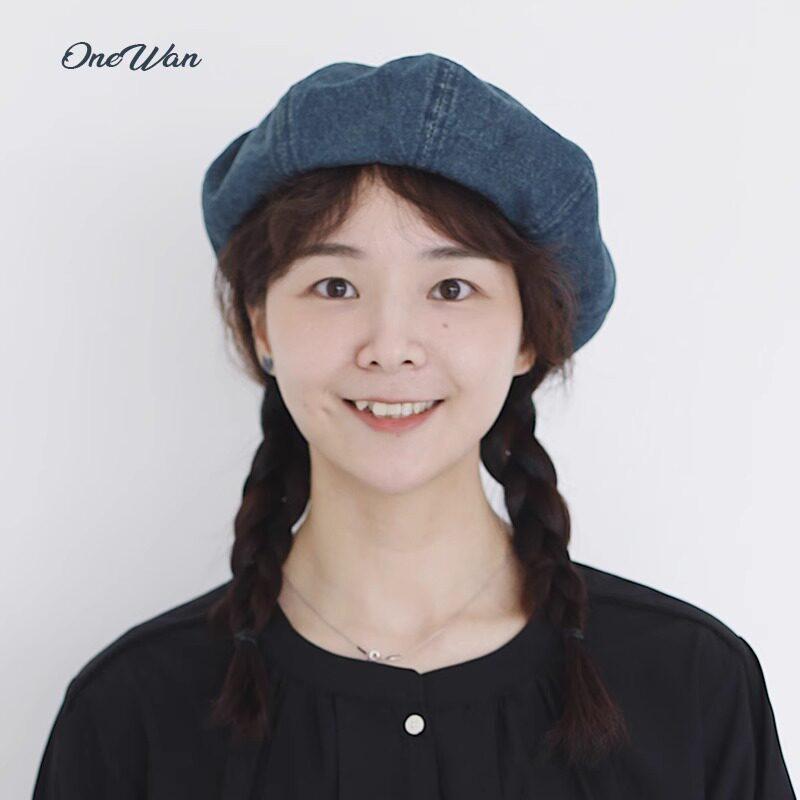 Beret - ベレー帽 レディース 画家帽 ニュースボーイ帽 デニム素材 レトロスタイル 春秋 普段使い コーディネートしやすい 小顔効果 かわいい フェイスフレーミング 軽量 伸縮性