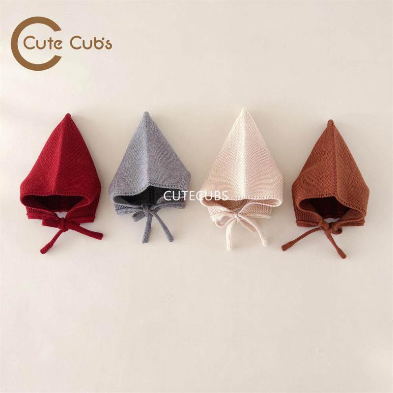 Knit Hat - ベビー キッズ 帽子 秋冬 ユニセックス 編み 毛糸 ニット 保暖 耳当て エルフ 尖った かわいい 暖か 乳幼児 柔らか