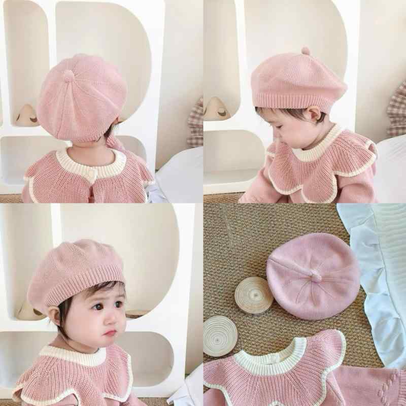 ベビー 女の子 ベレー帽 キッズ ニット帽 画家帽 春秋 かわいい 綿 毛糸 柔らかい ...