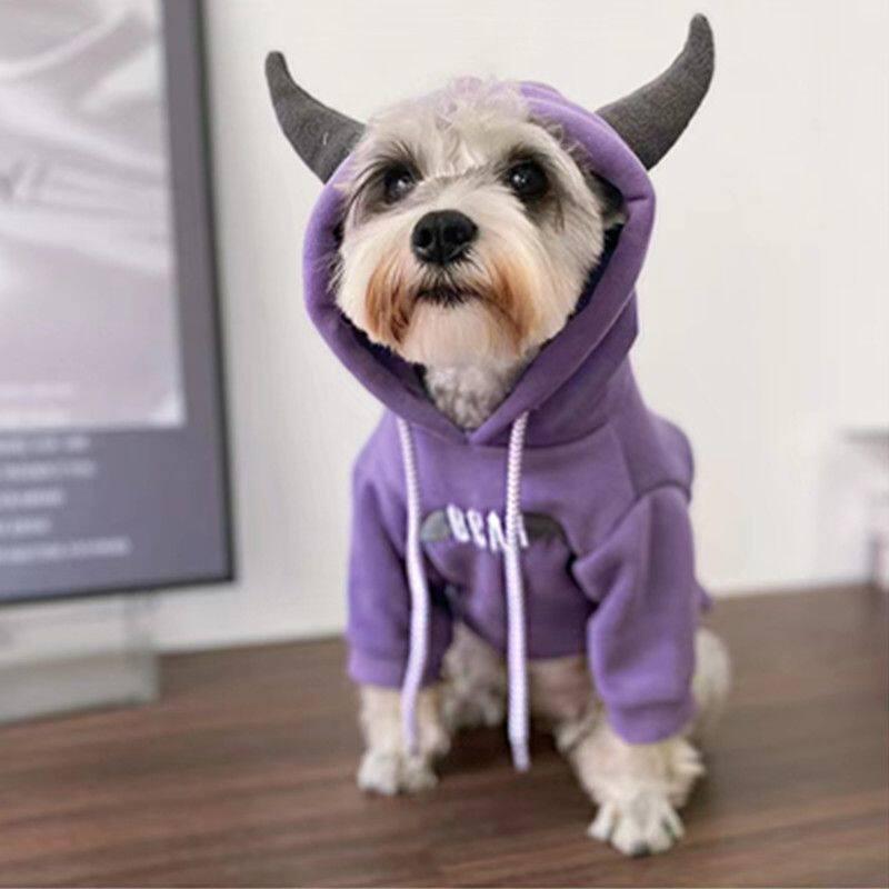ペット服 小型犬 猫用 秋冬 厚手 保温 フード付き パーカー スウェット 暖か フリース ストレッチ 軽量 室内着 アウトドア