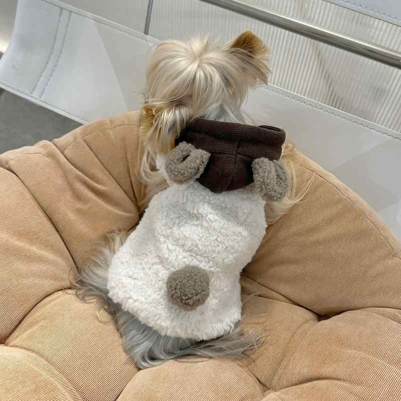 犬用服 小型犬用 厚手 無袖 フード付き フリースパーカー 暖か ふわふわ素材 秋冬 室内着 軽量 伸縮性
