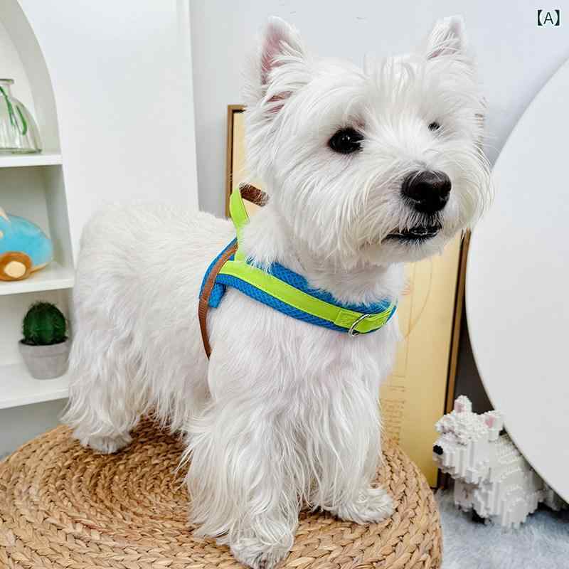 Harness Leash - ペット用品 小型犬用 胸背式 ハーネス リード 散歩用 安全 快適 調整可能 軽量