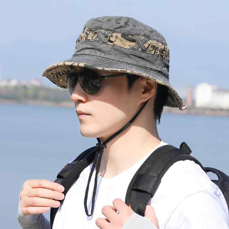 メンズ 夏用 デニム フィッシャーマンハット 登山 釣り アウトドア 帽子 日よけ UVカット 防晒 キャップ 軽量 通気性 好