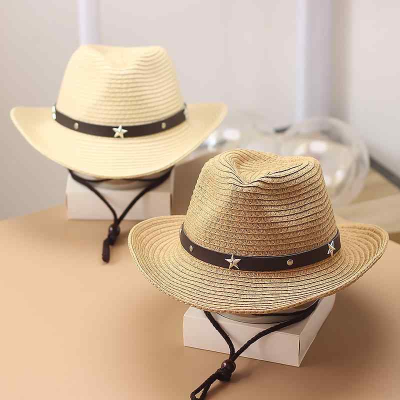 Straw Hat - キッズ 麦わら帽子 夏用 牛仔スタイル ビーチ 日よけ UVカット 親子 男女兼用 通気性 軽量 かわいい 幼児 ベビー アウトドア