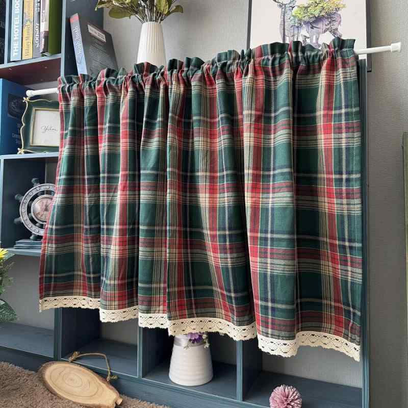 Other - カーテン 短め 英国風 レトロ 綿麻素材 遮光 キッチンキャビネット用 窓飾り 学生寮対応 部屋用 インテリア