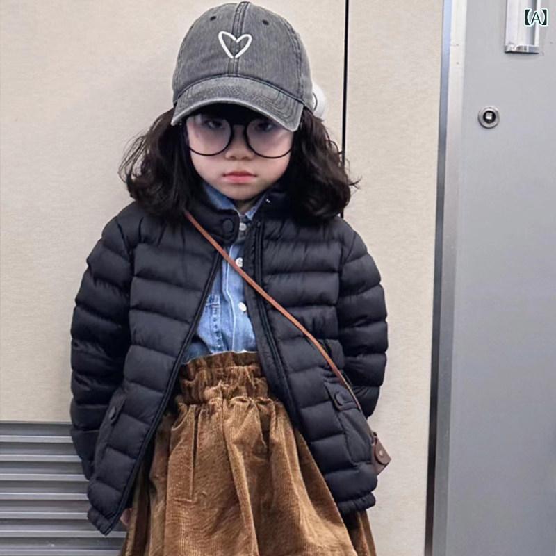 Blousons, Jumpers - 子供用 ダウンジャケット 男の子 女の子 軽量 ショート丈 スタンドカラー 冬用 ホワイトダックダウン 保温 暖か 軽い ベビー キッズ アウター コート