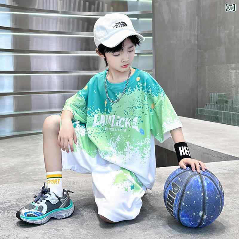 バスケットボール服 男の子 夏用 吸湿速乾 スポーツウェア クール セット トップス...