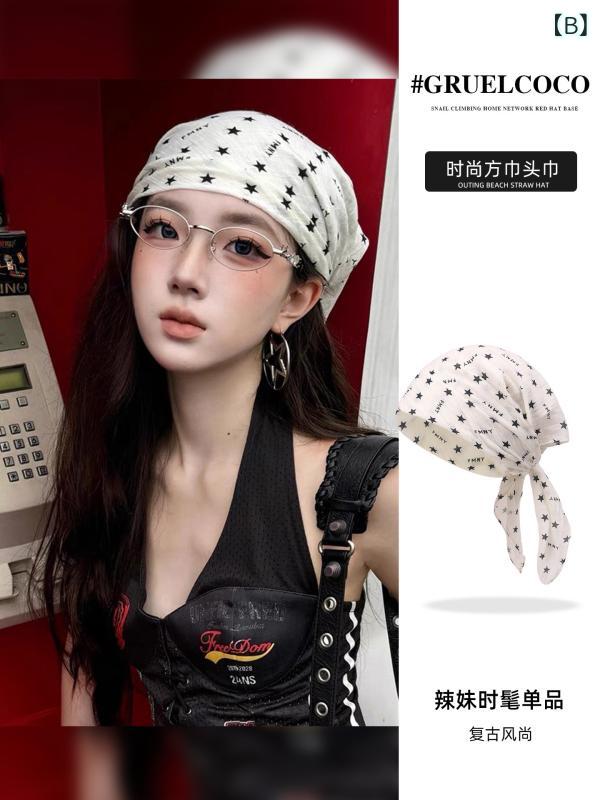 ベネフィメントショップのバンダナ レディース ヘアバンド おしゃれ スカーフ ヒップホップ ストリート系 ヘッドドレス ターミナル 韓国風 レトロ アメリカン カジュアル コーデ マルチカバー ヘアアクセサリー 髪飾り 巻き髪 日焼け防止 普段使い アウトドア スポーツ ダンス｜アングル2
