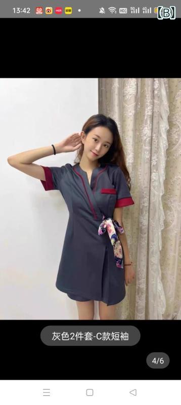エステユニフォーム レディース エステティシャン 制服 美容部員 仕事着 セットアップ 高級感 上品 エレガント チュニック パンツ 上下セット リラクゼーション サロン マッサージ師 施術着 吸湿速乾 動きやすい 快適 ストレッチ ゆったり 体型カバー (3)