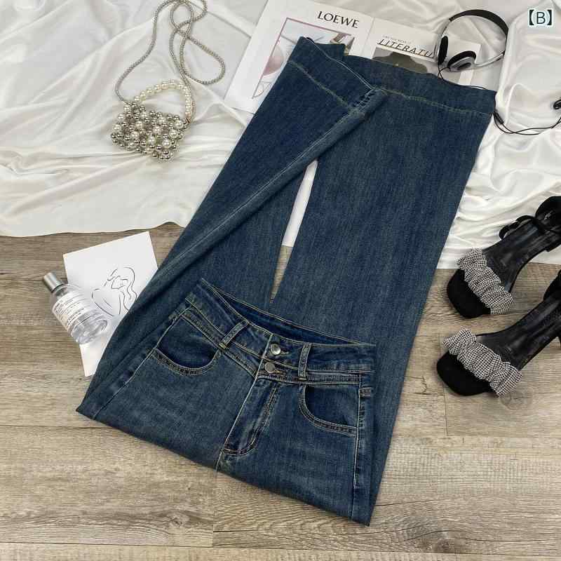 デニムパンツ レディース 春 ハイウエスト ストレッチ ワイドレッグ フレア ブーツ...