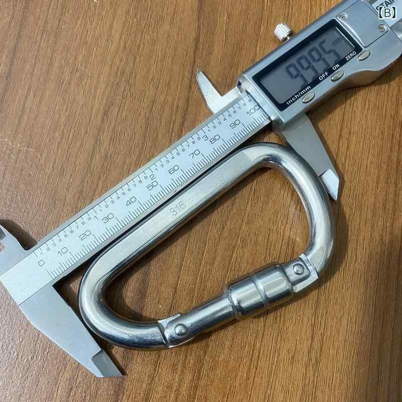 D型 カラビナ セルフロック 登山用 クライミング用 アウトドア 316ステンレス 高耐...