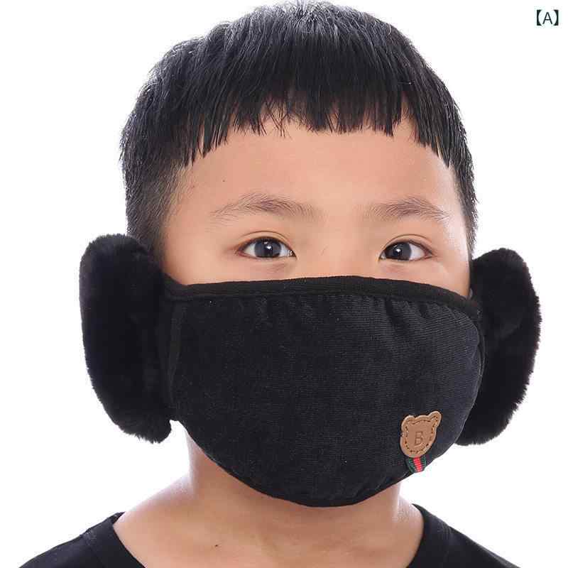防寒マスク 子供用 冬 自転車 通学 保暖 防風寒 耳カバー 口カバー かわいい 熊柄 ...