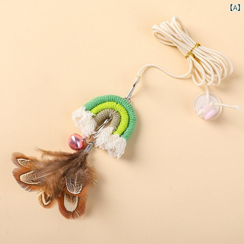 Toys - 猫玩具 猫おもちゃ ドア掛け 自動遊べる 室内遊び 弾力羽毛 鈴付きボール 退屈しのぎ ペットグッズ 遊び心刺激 軽量設計 安全素材