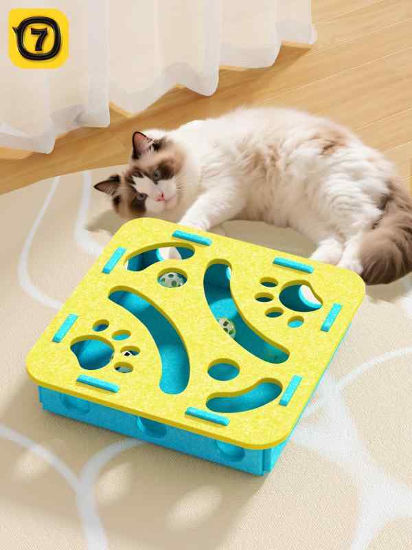 樂天商城 - 猫おもちゃ 知育迷路 フェルトボックス 穴掘り遊び 鈴付きボール 室内用 ペットグッズ 暇つぶし玩具 猫用益智玩具