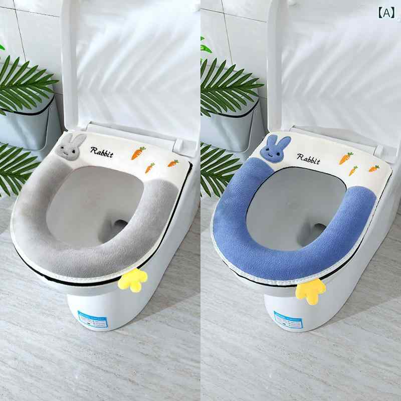 Toilet Mats - トイレ便座カバー かわいい 加厚 オールシーズン通用 ジッパー付き 家庭用 クッション 柔らかい 洗える 防寒 保温 形状記憶 快適 衛生 滑り止め