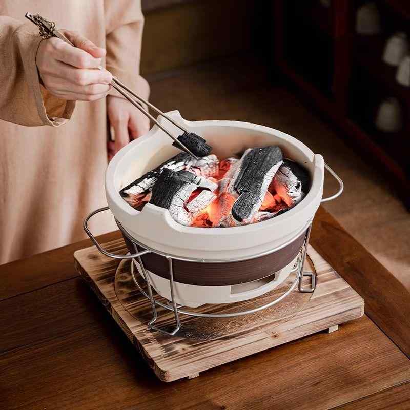 コンロ 家庭用 室内 屋外 炭火焼き 陶器製 泥炭炉 囲炉裏 ティータイム 炭火コンロ 調理器具 七輪 炭火 焼き台 焼肉 アウトドア キャンプ 卓上 暖房器具 レトロ おしゃれ 小型 持ち運び便利 土鍋 炭火調理 炭火焼き器 焼き物 魚介 肉 野菜 炭