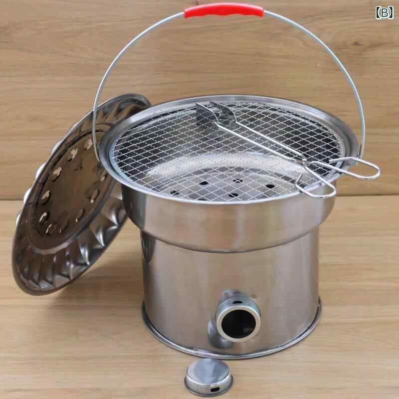 ベネフィメントショップの炭火暖炉 木炭用 ストーブ 家庭用 暖房器 屋外 キャンプ用 ポータブル 火鉢 手持ち式 バーベキューグリル 煮茶 厚手 耐久性 室内外兼用｜アングル2
