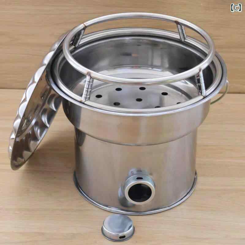 ベネフィメントショップの炭火暖炉 木炭用 ストーブ 家庭用 暖房器 屋外 キャンプ用 ポータブル 火鉢 手持ち式 バーベキューグリル 煮茶 厚手 耐久性 室内外兼用｜アングル3