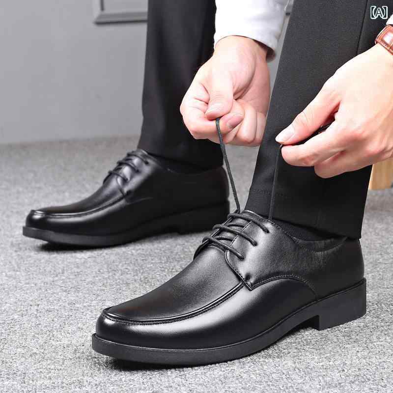 Shoes - 革靴 メンズ 春夏 ビジネス 正装 ラウンドトゥ ブラック 革 通勤用 カジュアル 快適 履きやすい 形状 安定 歩行