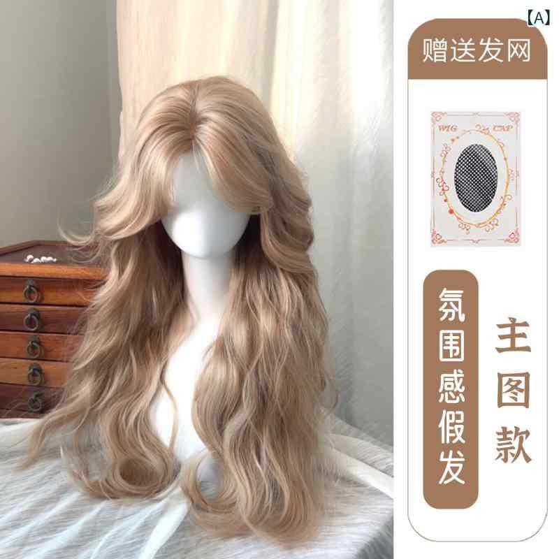 Other - ウィッグ 女性用 中分け ロング カール フルヘッド ミルクホワイト 淡いゴールド ナチュラル 巻き髪 合成繊維 軽量 日常使い ふわふわ ボリューム スタイリング済み カジュアル