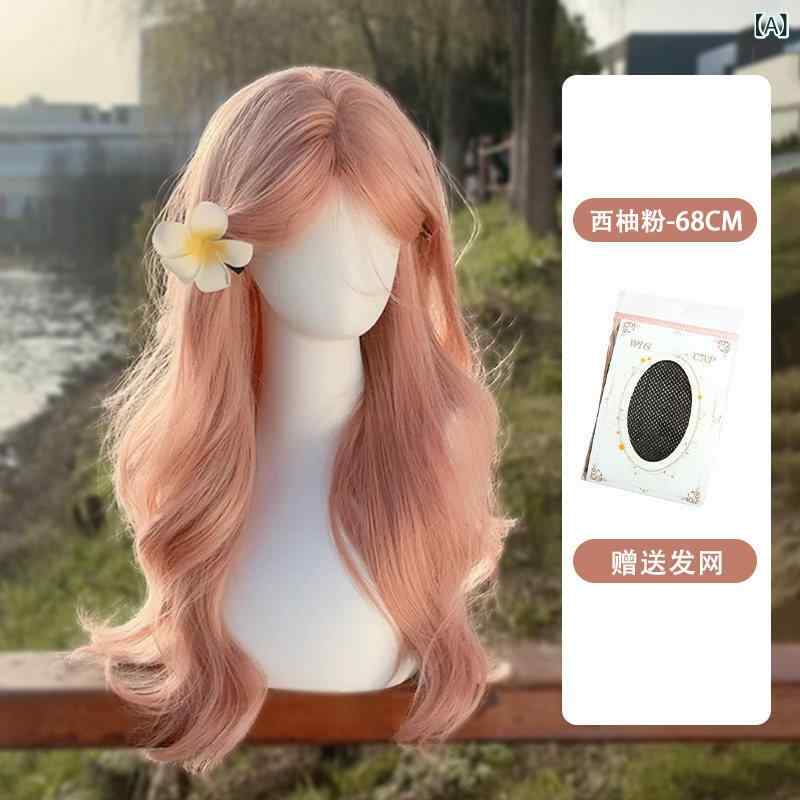 ウィッグ レディース ピンク ロング ウェーブ ロリータ ドール風 かわいい ヤングルック ファッション ヘアアクセサリー 巻き髪 ボリューム スタイル