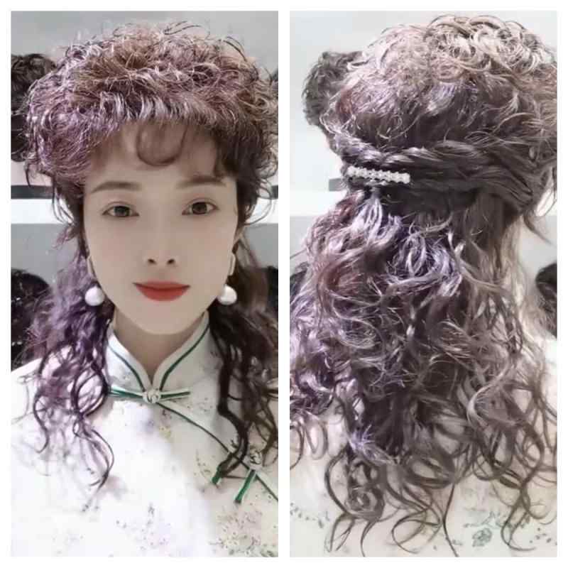 Wigs - ウィッグ 女性用 スタイリッシュ フェミニン アップスタイル ハーフアップ カールヘア ナチュラル 日常使い 付け心地良い ロングヘア