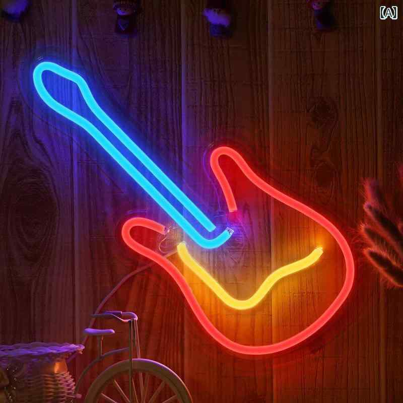 ネオンライト ライブハウス 音楽フェス ギター ロック アクリル 発光文字 バー 装飾 バーカウンター インテリア 壁飾り クラブ ナイトライフ