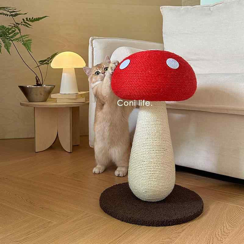 キャットタワー 猫用 爪とぎ 爪研ぎ 柱型 据え置き型 玩具 おもちゃ ペット用品 マッシュルーム型 キノコ型 高耐久 耐久性 爪磨き ストレス解消 運動不足解消 安定感 丈夫 爪とぎポール 遊び場 室内用 大型 小型 中型 猫ちゃん用 インテリア雑貨