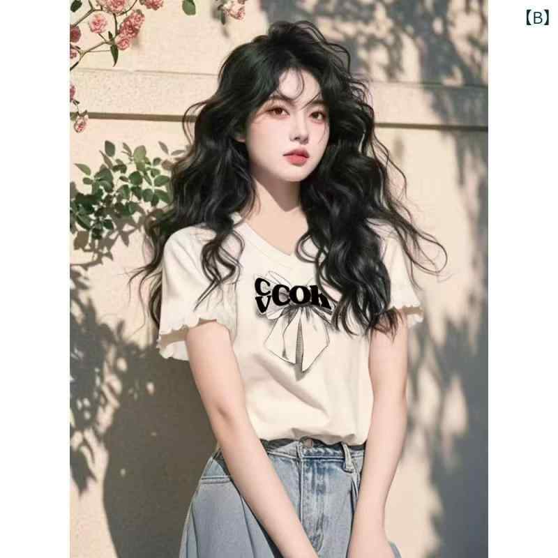 ベネフィメントショップのTシャツ レディース 半袖 トップス Vネック ホワイト 白色 立ち襟 フリルネック ショート丈 通勤用 カジュアル シンプル 無地 小柄さん向け スリムフィット 伸縮性 通気性 肌触り良い きれいめ 着回し 重ね着 デイリー使い オフィス 春夏｜アングル3