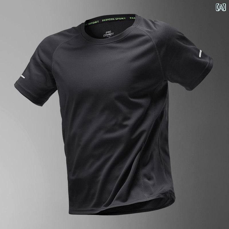 Tシャツ 男性用 メンズ 接触冷感 スポーツウェア 上下セット セットアップ 半袖 運動着 トレーニングウェア ランニングウェア 吸湿速乾 通気性 軽量 伸縮性 アウトドア 普段使い フィットネス ジム 部屋着 ルームウェア 大きいサイズ ゆったり 体型