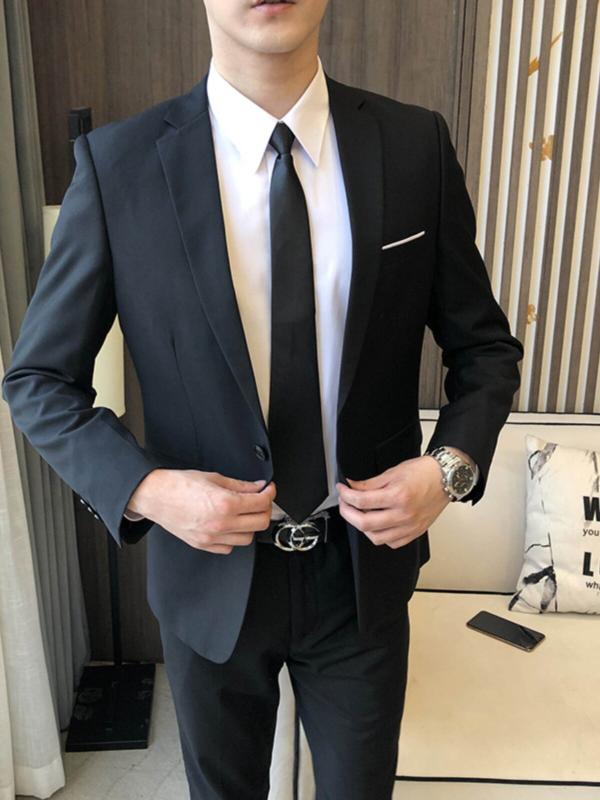 スーツセットアップ 男性用 ビジネス カジュアル スリムフィット 結婚式 礼服 タキシード ジャケット スラックス 2点…