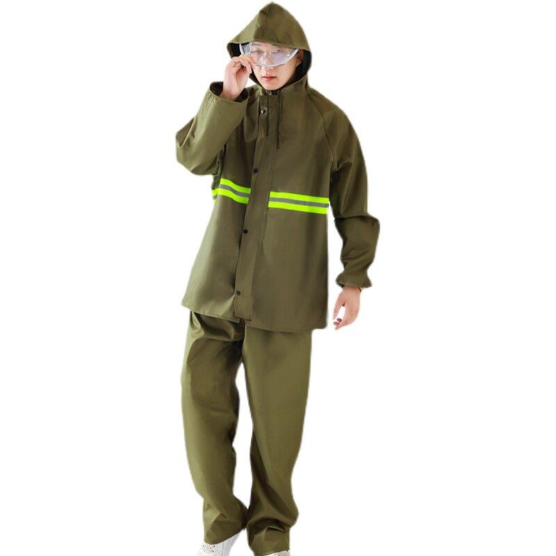 レインウェア メンズ レディース 上下セット 帆布 撥水 防水 合羽 雨具 作業着 警備 現場 仕事用 通勤 通学 防災 災…