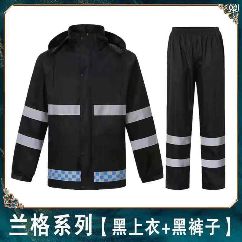 ベネフィメントショップのレインウェア 男性用 上下セット カッパ 雨合羽 メンズ 防災用 アウトドア 釣り 通勤 通学 反射材付き 全身防水 撥水加工 セパレート 丈夫 透湿 快適 作業服 豪雨対策 自転車 バイク 原付 雨具 体型カバー ゆったり 大きいサイズ 細見え プラス｜アングル3
