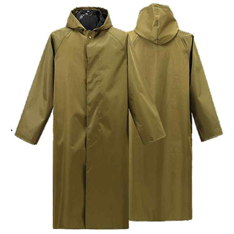 レインコート メンズ レディース 男女兼用 雨具 カッパ 合羽 帆布 軍用 長め ロング丈 全身 防雨 耐摩耗 厚手 アウトドア 作業用 通勤 通学 雨天用 ゆったり 大きいサイズ 体型カバー 着痩せ 丈夫 撥水 防水 泥除け 耐久性 高品質 頑丈 作業